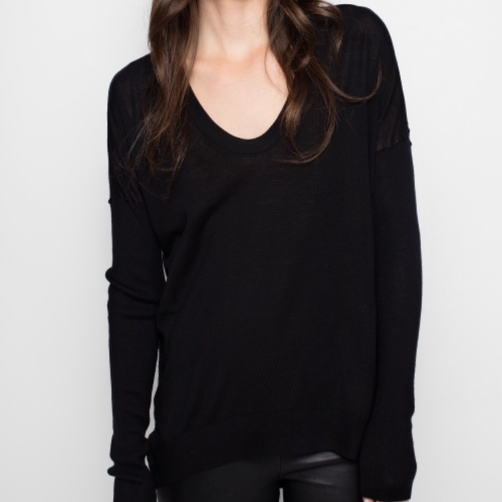 ZADIG &VOLTAIRE Preppy M Merino Wool Black Sweater